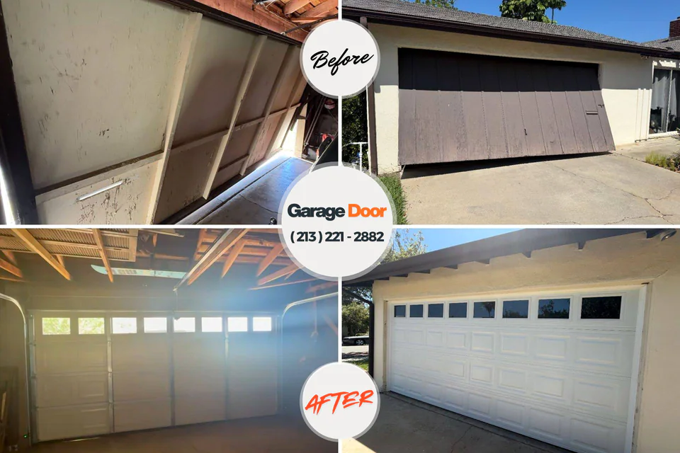 Before and after: garage door repair Ponca City, OK